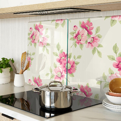 Chopping board glass Flowers in shades of pink