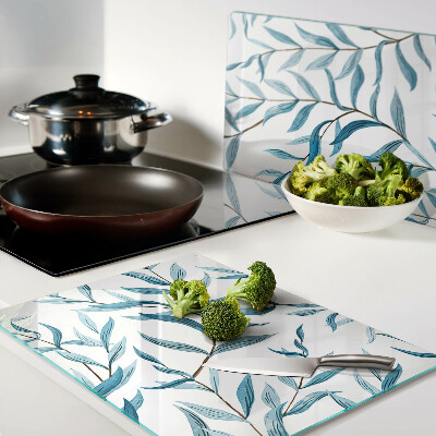 Cutting board Leaves in shades of blue