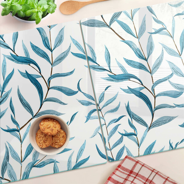 Cutting board Leaves in shades of blue