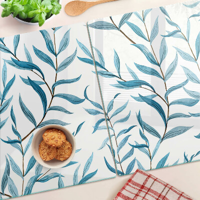 Cutting board Leaves in shades of blue