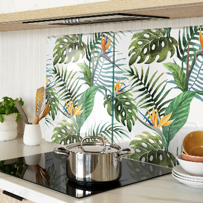 Glass chopping board Tropical leaves and flowers