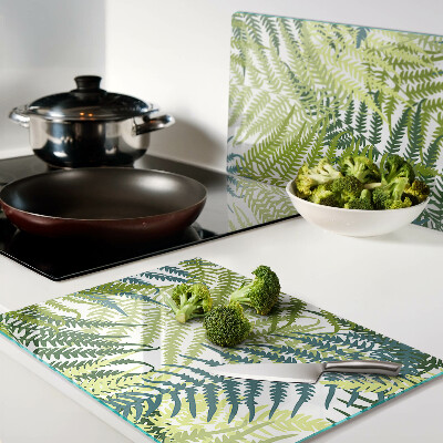 Glass kitchen board Fern leaves in different shades