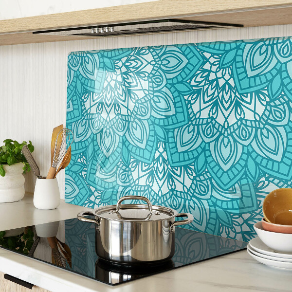 Chopping board glass Mandala pattern in shades of blue