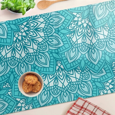 Chopping board glass Mandala pattern in shades of blue