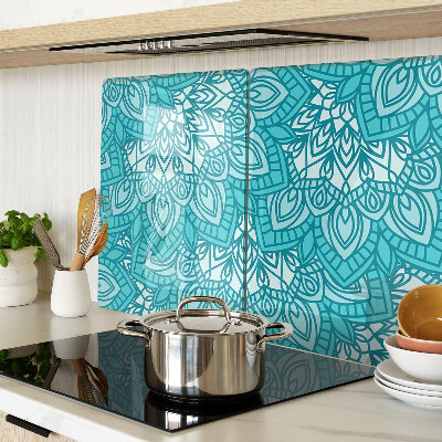 Chopping board glass Mandala pattern in shades of blue