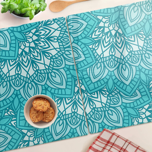 Chopping board glass Mandala pattern in shades of blue