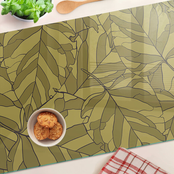 Cutting board Leaves in shades of gold