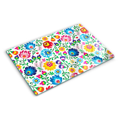 Glass chopping board Floral folk pattern