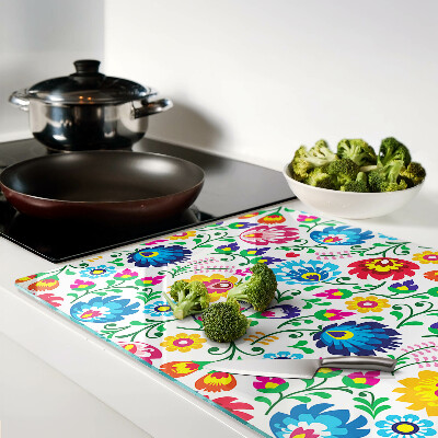 Glass chopping board Floral folk pattern