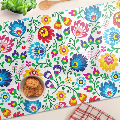Glass chopping board Floral folk pattern