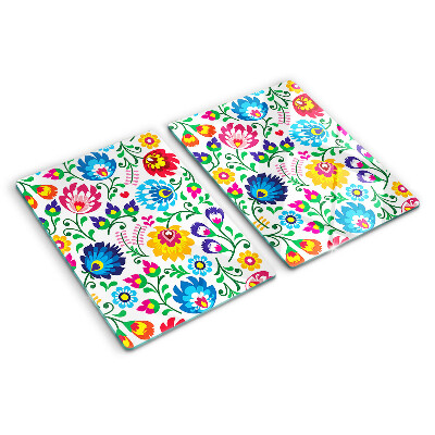 Glass chopping board Floral folk pattern