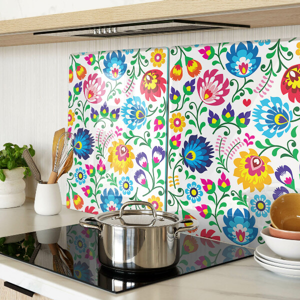 Glass chopping board Floral folk pattern