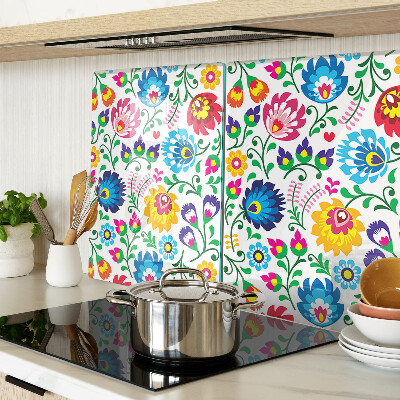 Glass chopping board Floral folk pattern