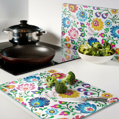 Glass chopping board Floral folk pattern