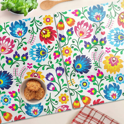 Glass chopping board Floral folk pattern