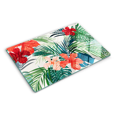 Chopping board Tropical plant motif with flowers