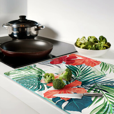 Chopping board Tropical plant motif with flowers