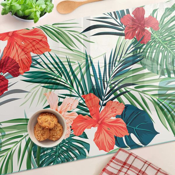 Chopping board Tropical plant motif with flowers
