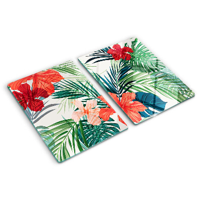 Chopping board Tropical plant motif with flowers