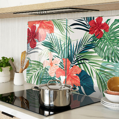 Chopping board Tropical plant motif with flowers