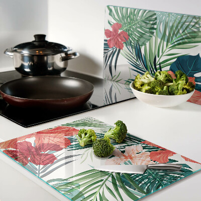 Chopping board Tropical plant motif with flowers