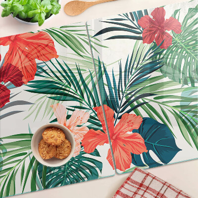 Chopping board Tropical plant motif with flowers