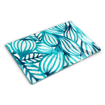 Chopping board glass Leaves in shades of turquoise