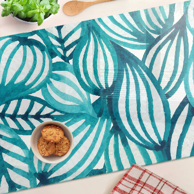 Chopping board glass Leaves in shades of turquoise