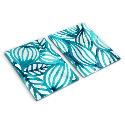 Chopping board glass Leaves in shades of turquoise