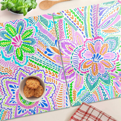 Cutting board Floral pattern in boho style