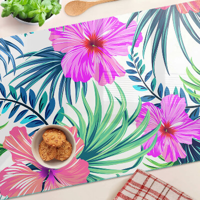 Glass chopping board Tropical floral motif