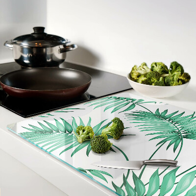 Chopping board glass Palm leaves