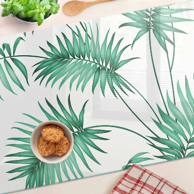 Chopping board glass Palm leaves
