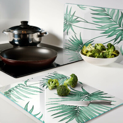 Chopping board glass Palm leaves