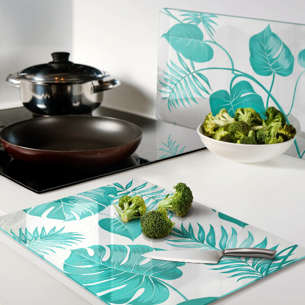 Cutting board Tropical leaves in shades of green