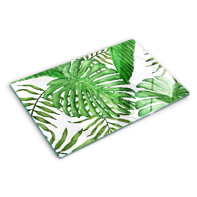 Glass chopping board Tropical leaves in shades of green