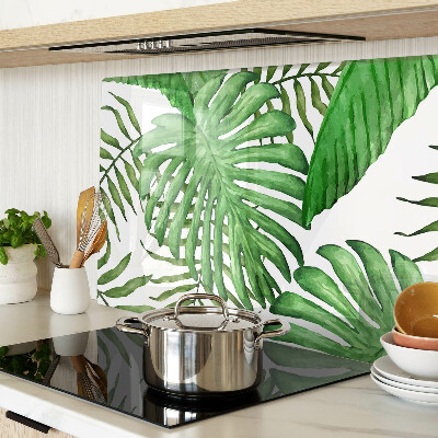 Glass chopping board Tropical leaves in shades of green