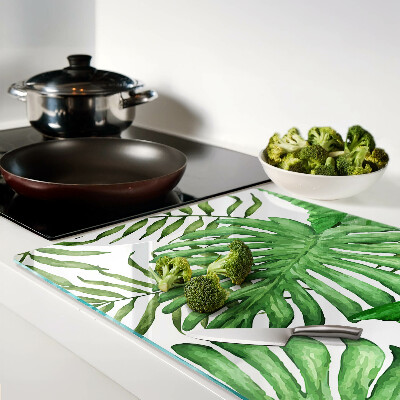 Glass chopping board Tropical leaves in shades of green