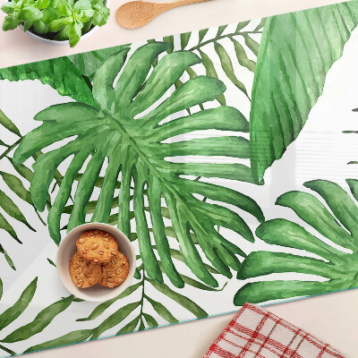 Glass chopping board Tropical leaves in shades of green