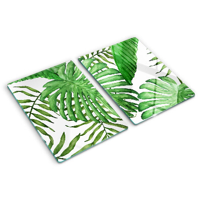 Glass chopping board Tropical leaves in shades of green