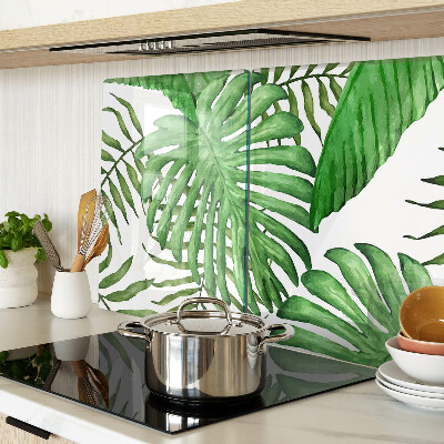 Glass chopping board Tropical leaves in shades of green