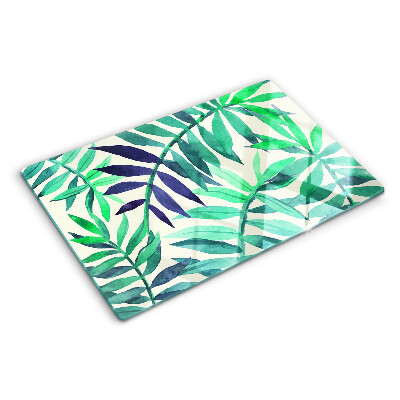 Glass cutting board Palm leaves in watercolor style