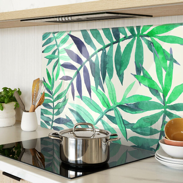 Glass cutting board Palm leaves in watercolor style