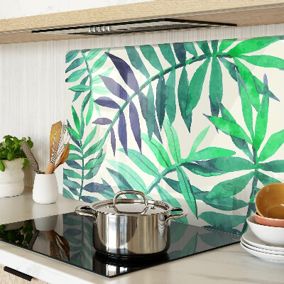 Glass cutting board Palm leaves in watercolor style