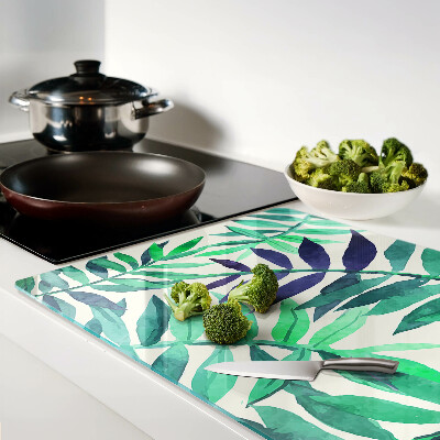 Glass cutting board Palm leaves in watercolor style