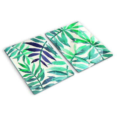 Glass cutting board Palm leaves in watercolor style