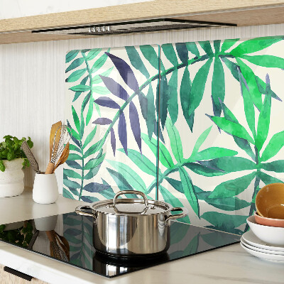 Glass cutting board Palm leaves in watercolor style