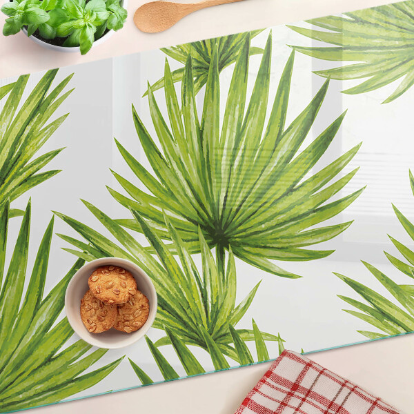 Chopping board Palm leaves in shades of green