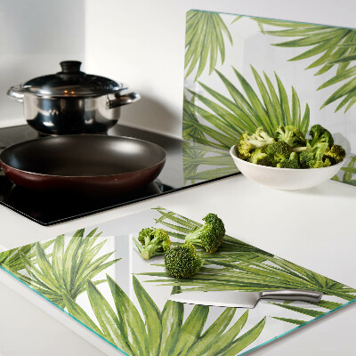 Chopping board Palm leaves in shades of green
