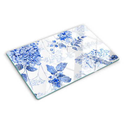 Chopping board glass Flowers in shades of blue